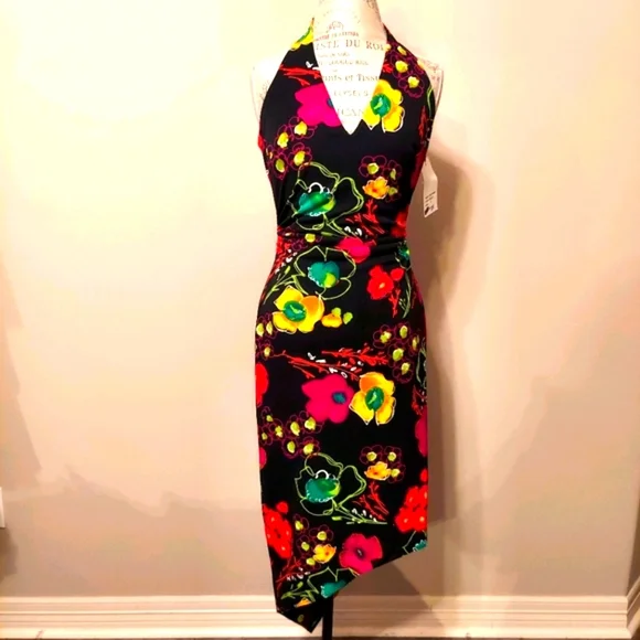 David Meister Dresses | Nwt David Meister Halter Asymmetrical Dress Sz 8 | Color: Black/Red | Size: 8 | Stoopidsmart's Closet
